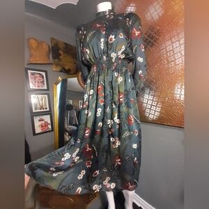 Zara Flouncy Chiffon Floral Midi Dress